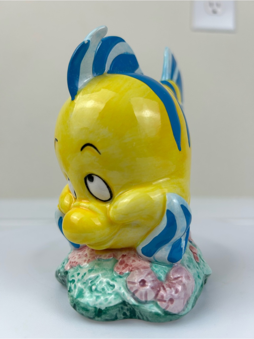 Disney Flounder The Little Mermaid Porcelain Figurine Vintage 5" Decor